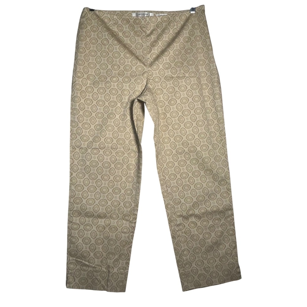 Liz Claiborne Jackie Pants Womens‎ Size 10 Beige Geometric Print Straight Leg
